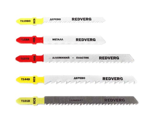 Набор пилок для лобзика REDVERG универсальный 5 типов(820411)