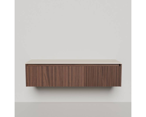 Salini Domino Тумба со столешницей, 160х50х40см., из S-Stone в сборе, крепеж; сифон; фасад: шпон орех, столешница: Ral9001. 27D216 Орех+Ral9001