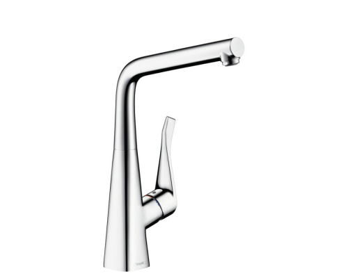 Hansgrohe Metris Смеситель для кухни на 1 отв, поворотный и выдвижной излив, цвет: хром. 14821000 Hansgrohe Metris Смеситель для кухни на 1 отв, поворотный и выдвижной излив, цвет: хром. 14821000