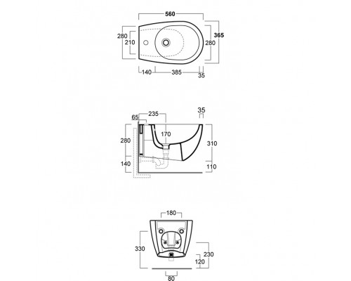 Simas Vignoni биде подвесное 56x36.5см, с 1 отв., цвет: cemento matt. VI19 cemento matt*1