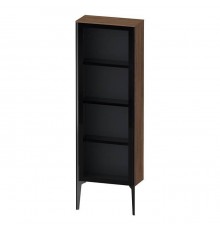 Duravit XViu Шкаф подвесной со стеклянной дверью 50x24x133см, 3 стеклянные полки (петли справа), цвет: walnut dark/черный матовый. XV971500000,  XV1366RB221