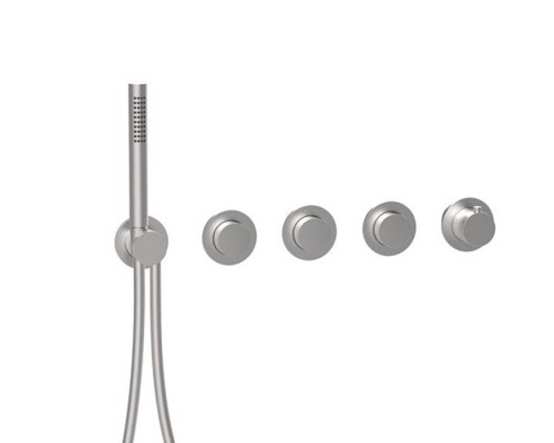 Almar Modular PUSH Смеситель для душа, встраиваемый, термостатический, на 3 потребителя с модулем ручного душа,  цвет: нержавеющая сталь брашированная AISI 316. E180434.316