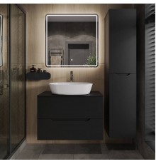 Мебель для ванной комнаты Orange Line 80 подвесная, 2 ящика, матовая черная с раковиной B08-500W