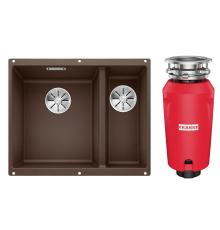 Комплект Мойка Blanco Subline 340/160-U кофе, левая + Измельчитель Franke