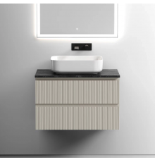 Тумба под раковину Sancos Snob T 80 со столешницей, beige soft, черный мрамор