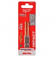 Сверло по металлу Milwaukee RedHEX HSS-G TiN 3,5мм (2шт) (707)