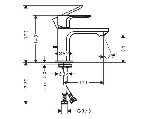 Hansgrohe Rebris S Смеситель для раковины 80, на 1 отв., с донным клапаном, цвет: хром	. 72510000