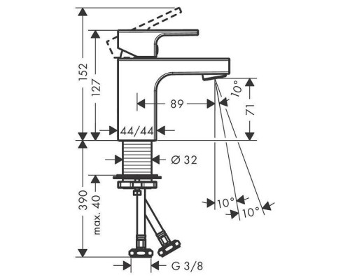 Hansgrohe Vernis Shape Смеситель для раковины, на 1 отв., цвет: матовый черный. 71567670