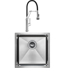 Комплект Мойка кухонная Paulmark Gerberg PM214444-BS брашированная нержавеющая сталь + Смеситель Domaci Равенна DCB 7012 сатин, с гибким изливом