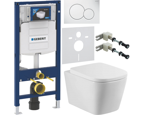 Комплект Унитаз подвесной BelBagno Albano BB120CHR + Крышка BB120SC с микролифтом + Инсталляция Geberit Duofix UP 320 111.300.00.5 + Кнопка Sigma 01 115.770.11.5 белая + Крепления 111.815.00.1 к стене + Шумоизоляция 156.050.00.1