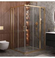 Душевой уголок Cezares Molveno AH 22 130+120 C BORO IV, 130х120 см, профиль брашированное золото, стекло прозрачное