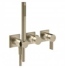 Gessi Inverso Rigato Смеситель для душа, настенный, с переключателем и ручным душем, цвет: Warm Bronze Br PVD. 73536#726
