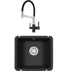 Комплект Мойка кухонная Granula 3601, черный + Смеситель GR-0083 GR-0083 черный с гибким изливом
