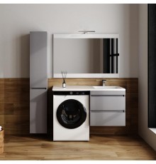Мебель для ванной комнаты Style Line Даллас Леон 120 R Люкс Plus подвесная, серая матовая, для стиральной машины
