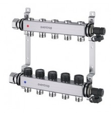 Распределительная гребенка, Oventrop, Multidis SHR, PN 10, 4 х G 3/4, количество контуров-4, выход-3/4 ЕК, нержавеющая сталь, со встроенными регулирующими вставками