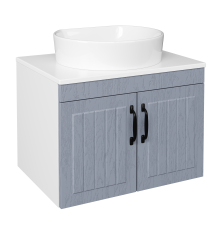 Тумба с раковиной DIWO Сочи 60 подвесная, дуб альбион, столешница глянцевая белая