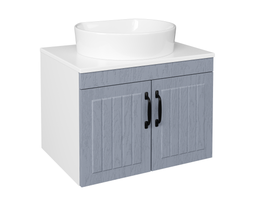 Тумба с раковиной DIWO Сочи 60 подвесная, дуб альбион, столешница глянцевая белая