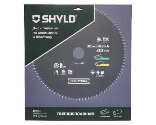 Диск пильный по алюминию и пластику SHYLD твердосплавный 305х30/25,4 мм, 100 зубьев(20690) Диск пильный по алюминию и пластику SHYLD твердосплавный 305х30/25,4 мм, 100 зубьев(20690)