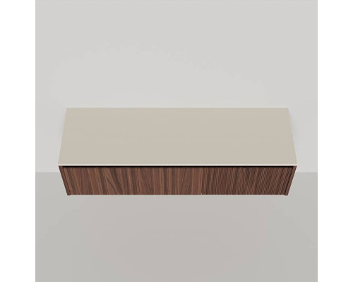 Salini Domino Тумба со столешницей, 160х50х40см., из S-Stone в сборе, крепеж; сифон; фасад: шпон орех, столешница: Ral9001. 27D216 Орех+Ral9001