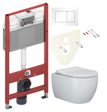 Комплект Унитаз подвесной Ceramicanova Play CN3001 с микролифтом, безободковый + Инсталляция TECE Base 9400413 4 в 1 с кнопкой смыва
