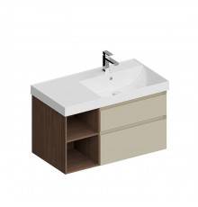 Kerama Marazzi Cubo Тумба подвесная 90см, правая, цвет: лимо матовая / орех. CUB.90.2Rh\LIM.N