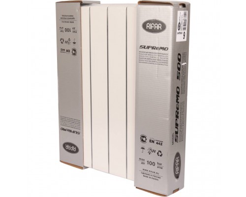 Радиатор биметаллический RIFAR SUPReMO VENTIL 500 SVR 6 секций нижнее правое подключение (белый RAL 9016) 4RS50.VR-6 (4RS50.VR-6)