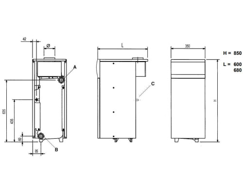 Газовый напольный котел Baxi SLIM 1.230 iN с открытой камерой (WSB43123347-)