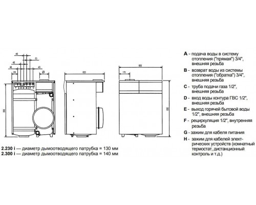 Газовый напольный котел Baxi SLIM 2.300 i с открытой камерой (WSB43430301-)