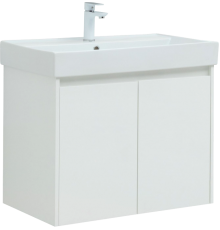 Тумба с раковиной Aquanet Nova Lite 75 белый глянец, с дверками