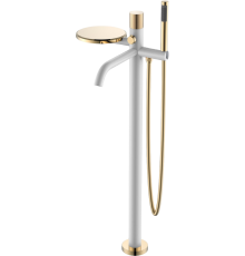 Напольный смеситель для ванны с душем Boheme Stick 129-WG.2 white touch gold