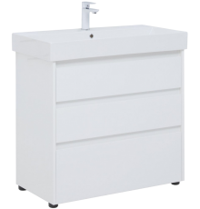 Тумба с раковиной Aquanet Nova Lite 85 напольная, белая, 3 ящика