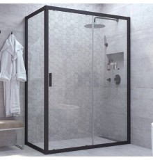 Душевой уголок Vegas Glass ZP+ZPV NOVO 110*80 02М 01 профиль черный матовый, стекло прозрачное