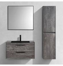 Мебель для ванной комнаты Vincea Chiara 2D 80, 2 ящика, камень, с черной раковиной