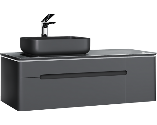 Тумба под раковину Jorno Shine 120, с подсветкой, с МФУ, антрацит
