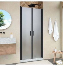 Душевая дверь в нишу Vegas Glass E2P Novo 100 02М 10 профиль черный матовый, стекло сатин