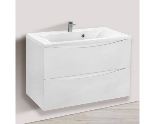 Тумба под раковину Vincea Mia 75, подвесная, белая глянцевая