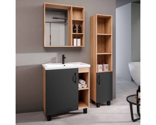 Мебель для ванной комнаты Grossman Флай 70 дуб сонома, серая