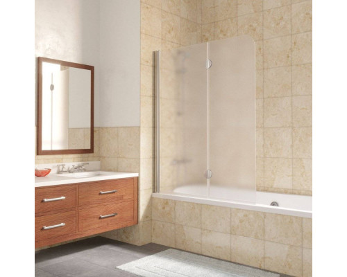 Шторка на ванну Vegas Glass E2V LUX 120 08 10 L профиль глянцевый хром, стекло сатин
