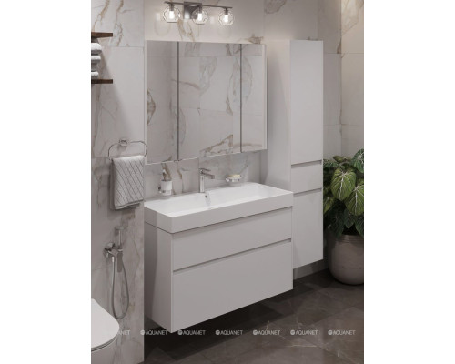 Зеркальный шкаф Aquanet Латина 100 белый