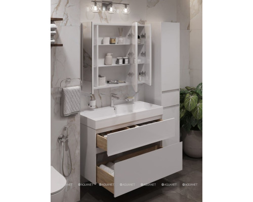 Зеркальный шкаф Aquanet Латина 100 белый