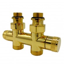 Узел прямой SR Rubinetterie Tondera 50 мм, запорный 1/2”x3/4” Е, цвет золото 0692-1500D0E0