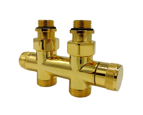 Узел прямой SR Rubinetterie Tondera 50 мм, запорный 1/2”x3/4” Е, цвет золото 0692-1500D0E0