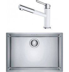 Комплект Мойка Franke Felix FEX 110-60 нержавеющая сталь + Смеситель Orbit 115.0623.139 хром, белый