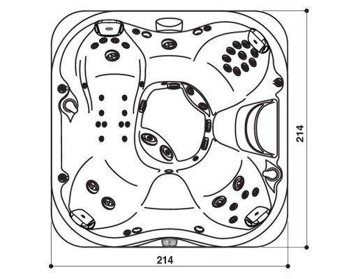 Jacuzzi J335 Минибассейн 214х214х94см, ClearRay PRO3TECT + Ozone, MSFoam, панель Modern Hardwood, цвет акрила: Platinum. ZP12ZD0EW4T