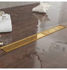 Plumberia Selection Трап душевой PS LINEAR 6x80 2устор. накладка из нерж.стали, комбинир.затвор с горизонт. Выпуском Ду 50мм,40л/мин, цвет: золото 24К. PSL80OR