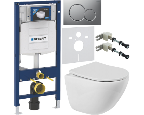 Комплект Унитаз подвесной BelBagno Amanda BB051CHR безободковый + Крышка BB2031SC с микролифтом, петли хром + Инсталляция Geberit Duofix UP 320 111.300.00.5 + Кнопка Sigma 01 115.770.JQ.5 лакированная, матовый хром + Крепления 111.815.00.1 к стене + Шумои
