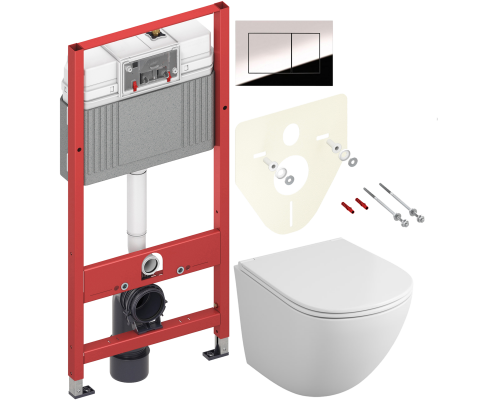 Комплект Унитаз подвесной Owl 1975 Vind TOWLT190302 безободковый + Инсталляция TECE Now 9400412 4 в 1 с кнопкой смыва Комплект Унитаз подвесной Owl 1975 Vind TOWLT190302 безободковый + Инсталляция TECE Now 9400412 4 в 1 с кнопкой смыва
