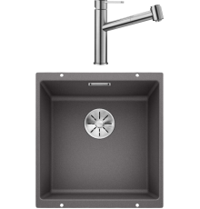 Комплект Мойка кухонная Blanco Subline 400-U темная скала + Смеситель Ambis-S 523119