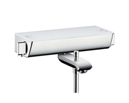 Hansgrohe Ecostat Select Термостат настенный для ванны на 2 источника, с изливом 216мм, с полочкой из безопасного стекла, цвет: белый/хром. 13141400 Hansgrohe Ecostat Select Термостат настенный для ванны на 2 источника, с изливом 216мм, с полочкой из безопасного стекла, цвет: белый/хром. 13141400