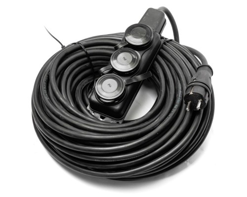 Удлинитель REDVERG силовой морозостойкий КГ 3х2,5, колодка 3 розетки, IP44, 30м (с/з)